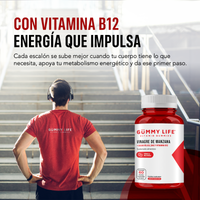 Gummy Life - Gomitas de Vinagre de Manzana con Ácido Fólico y Vitamina B12, Sin Gluten y Veganas - Mejor forma de tomar el Vinagre de Manzana, dos al día